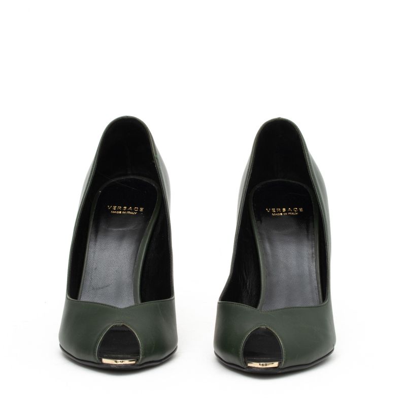 Peep-Toe-Versace-Verde-e-Dourado