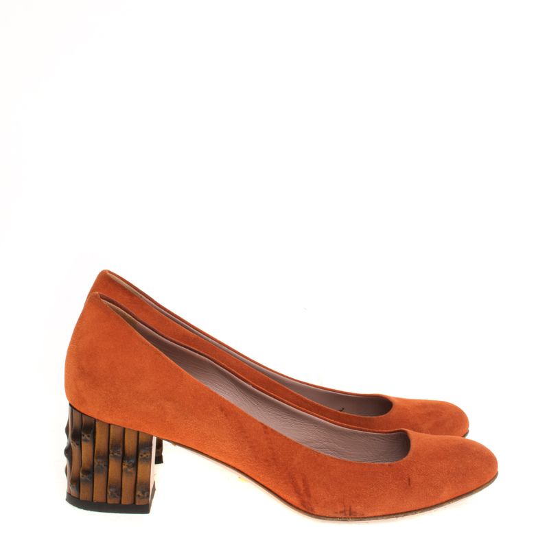 Sapato-Gucci-Bamboo-Camurca-Laranja