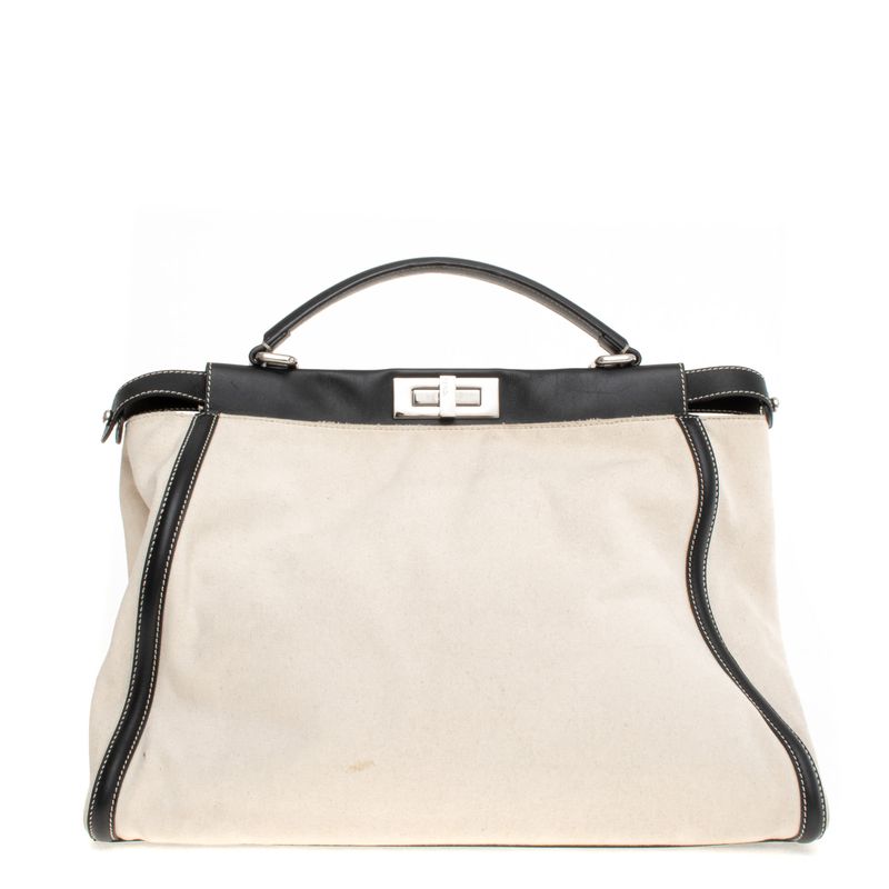 Bolsa-Fendi-Peekaboo-Lona-Cru