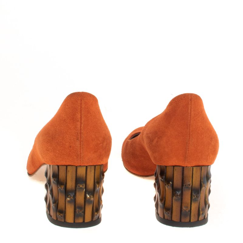 Sapato-Gucci-Bamboo-Camurca-Laranja