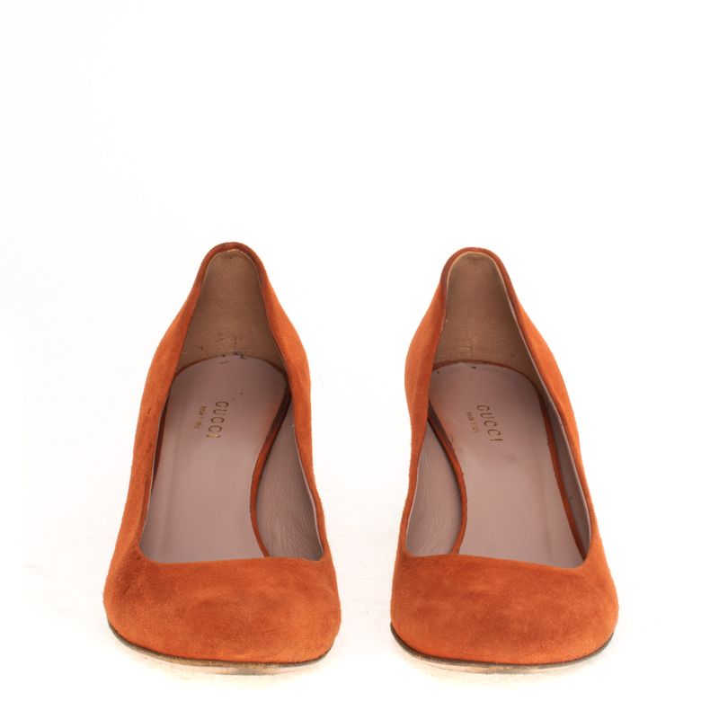 Sapato-Gucci-Bamboo-Camurca-Laranja