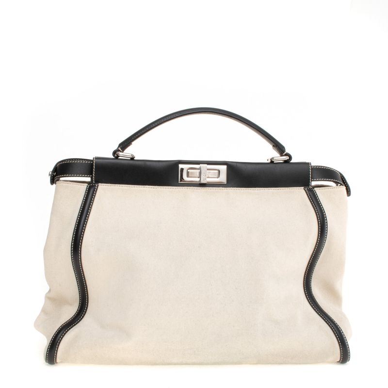 Bolsa-Fendi-Peekaboo-Lona-Cru