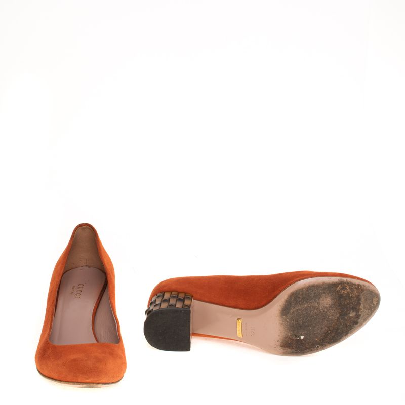 Sapato-Gucci-Bamboo-Camurca-Laranja