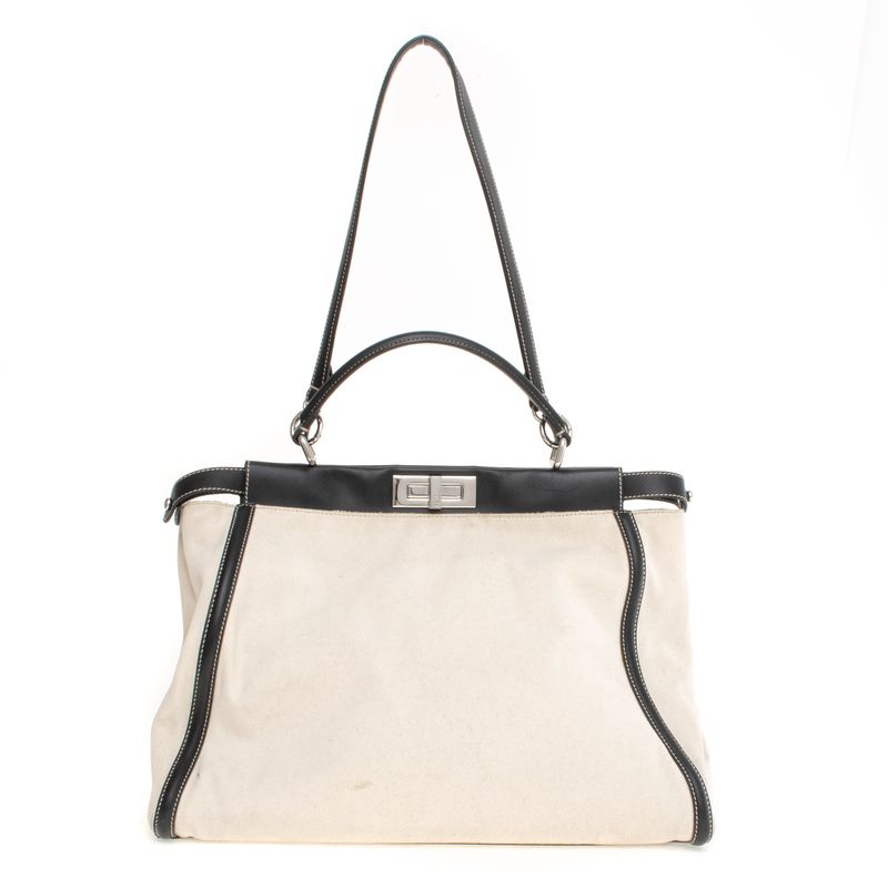 Bolsa-Fendi-Peekaboo-Lona-Cru
