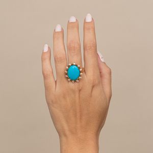 Anel Turquesa Ouro Amarelo