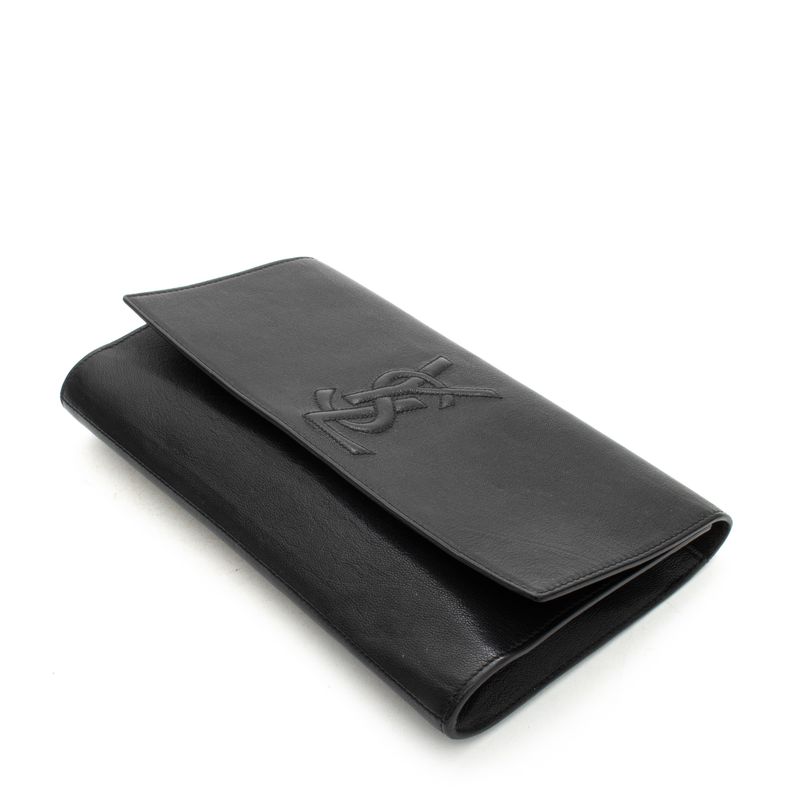 Clutch-Saint-Laurent-Belle-de-Jour-Couro-Preto