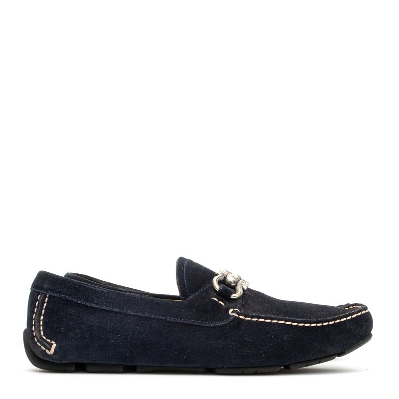 Sapato-Mocassim-Salvatore-Ferragamo-Camurca-Azul