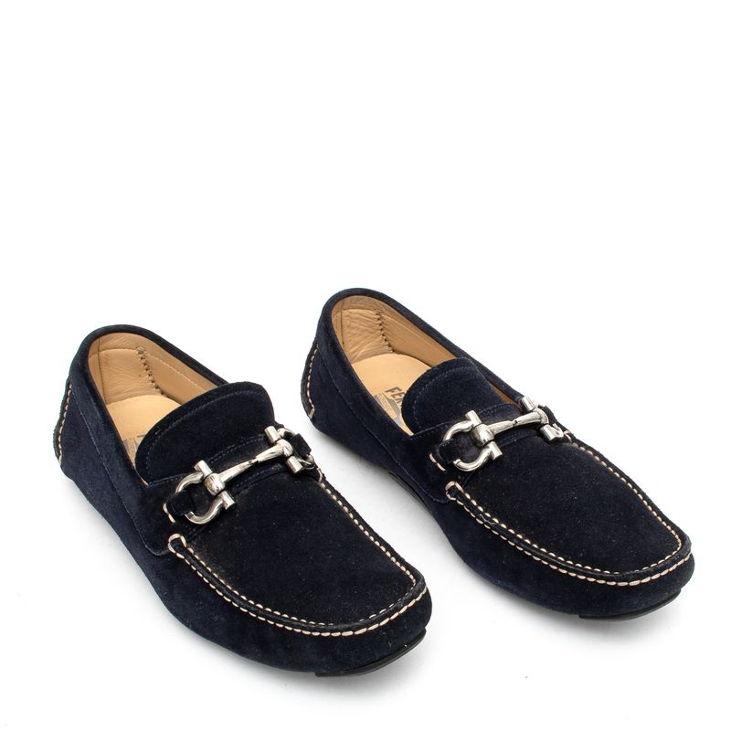 Sapato-Mocassim-Salvatore-Ferragamo-Camurca-Azul