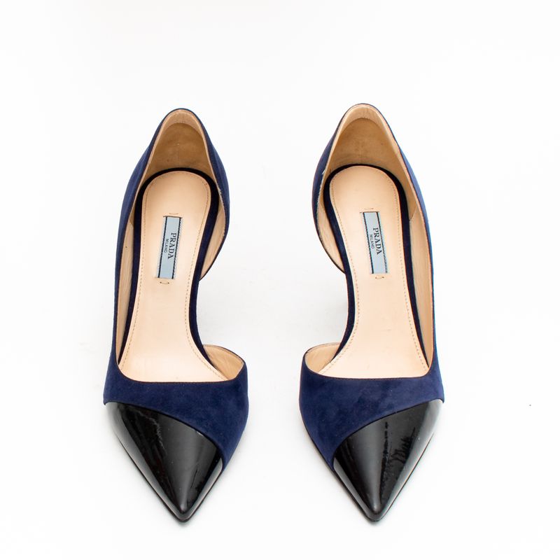 Scarpin-Prada-Couro-e-Camurca-Azul-Marinho-e-Preto