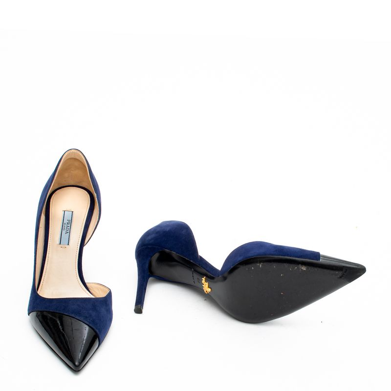 Scarpin-Prada-Couro-e-Camurca-Azul-Marinho-e-Preto