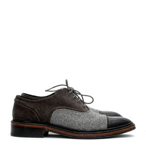 Sapato Oxford Lanvin Couro, Lã e Camurça Cinza