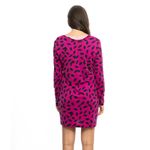 Vestido-Diane-Von-Fusenberg-Magenta-Com-Folhas-Pretas