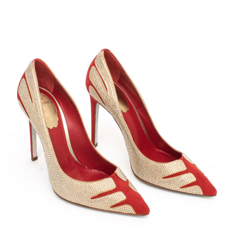 Scarpin-Vermelho-e-Dourado-Rene-Caovilla