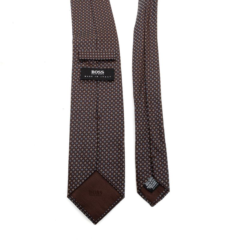 Gravata-Hugo-Boss-Marrom-Estampada