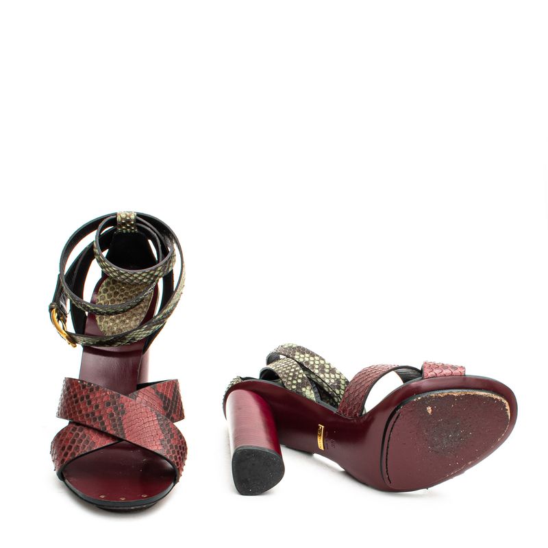 Sandalia-Gucci-Python-Verde-e-Vinho