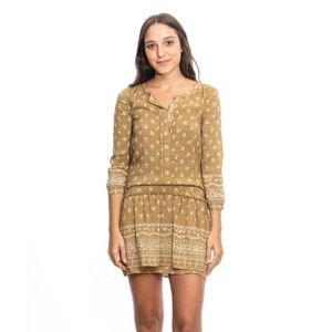 Vestido Burberry Brit Estampado Mostarda