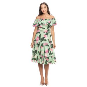 Vestido Isolda Verde Estampa Floral