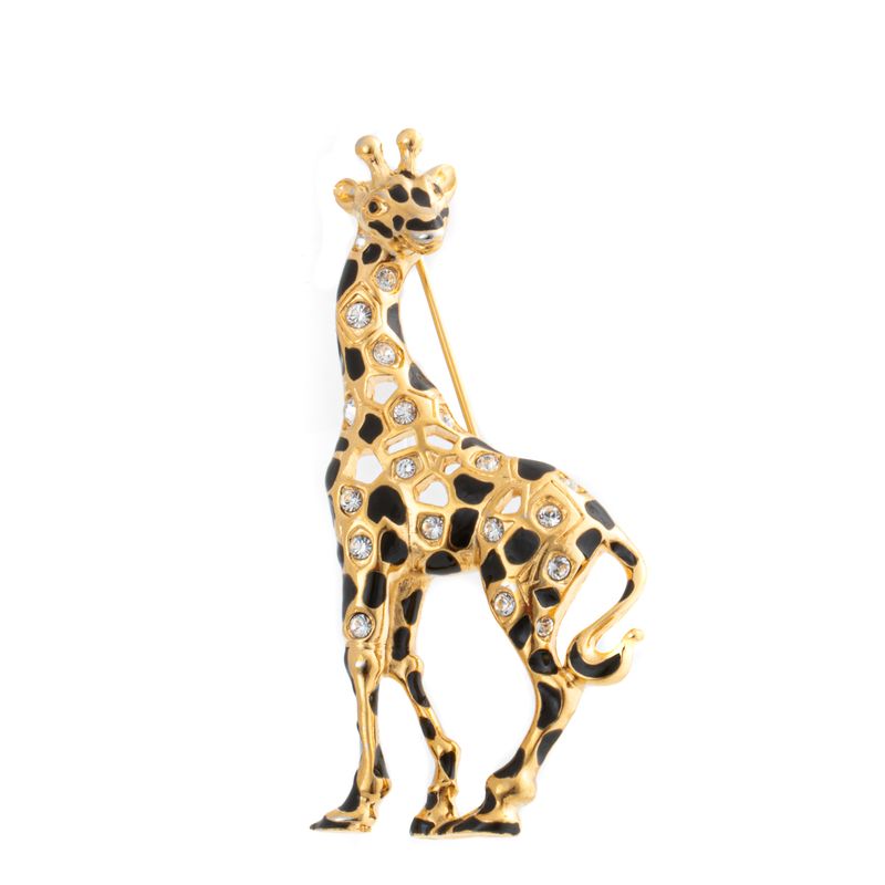 Broche-Swarovski-Girafa-Dourada