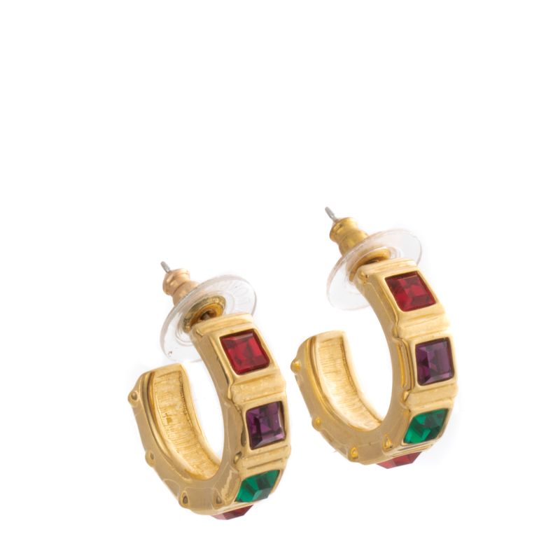 Argola-Swarovski-Dourada-Cristais-Coloridos