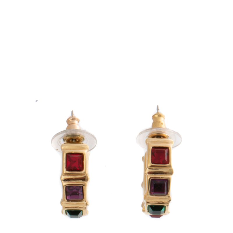 Argola-Swarovski-Dourada-Cristais-Coloridos