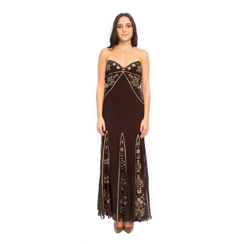Vestido-BCBG-Marrom-Bordado