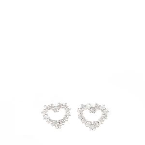 Brinco Vivara Infantil Coração Ouro Branco com Diamantes