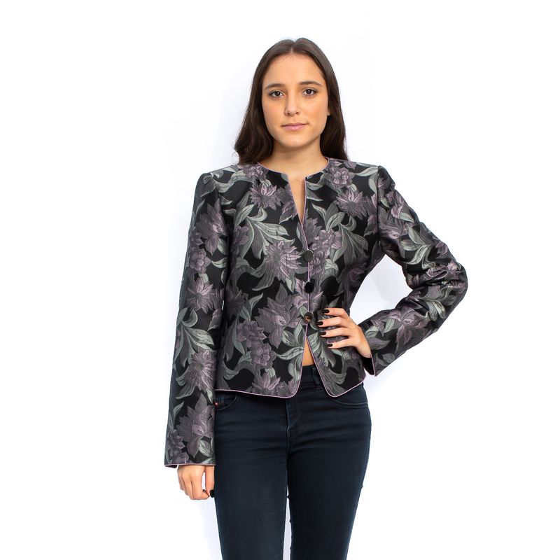 Blazer-Armani-Collezioni-Preto-Floral