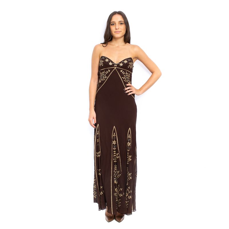 Vestido-BCBG-Marrom-Bordado