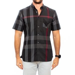 Camisa Manga Curta Burberry Xadrez Preta