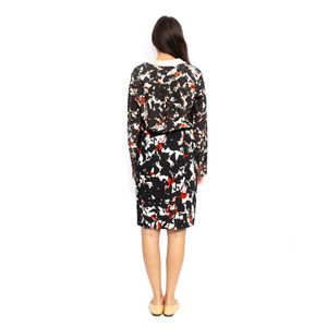 Conjunto Hugo Boss Camisa e Saia Estampado Preto, Branco e Laranja