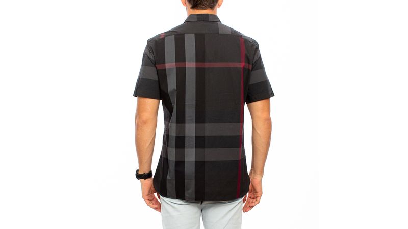 Camisa Manga Curta Burberry Xadrez Preta Brech de luxo Prettynew