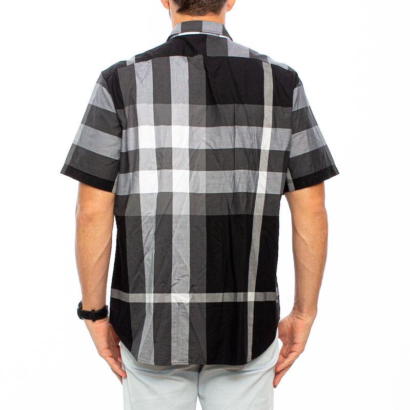 Camisa-Manga-Curta-Burberry-Xadrez-Cinza