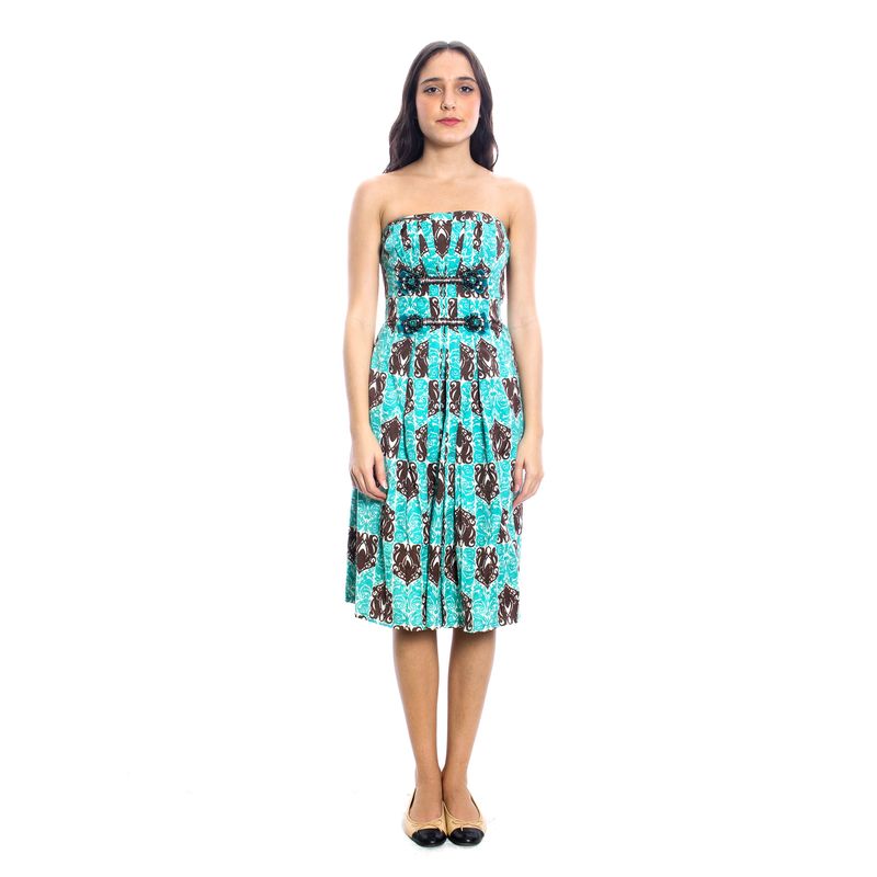 Vestido-Carolina-Herrera-Azul-Bordado