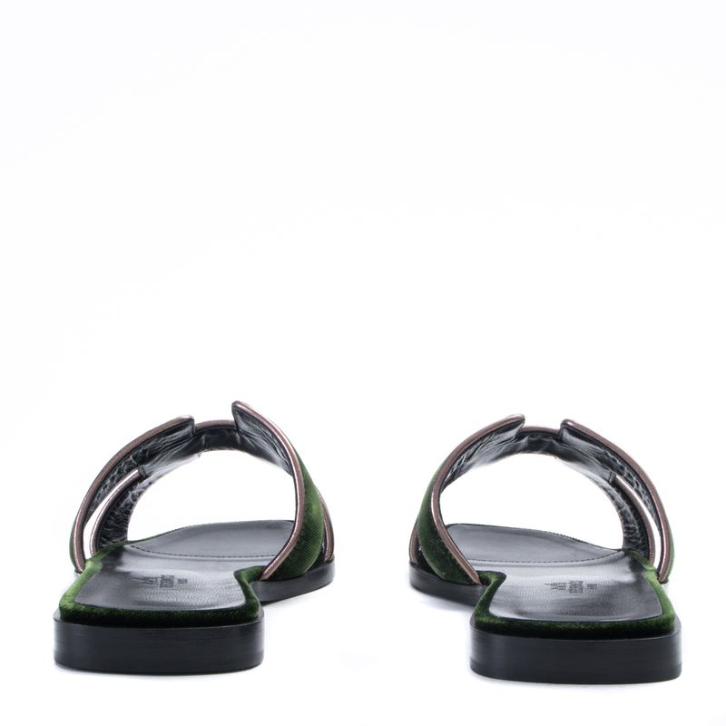 Sandalia-Hermes-Oran-Veludo-Verde