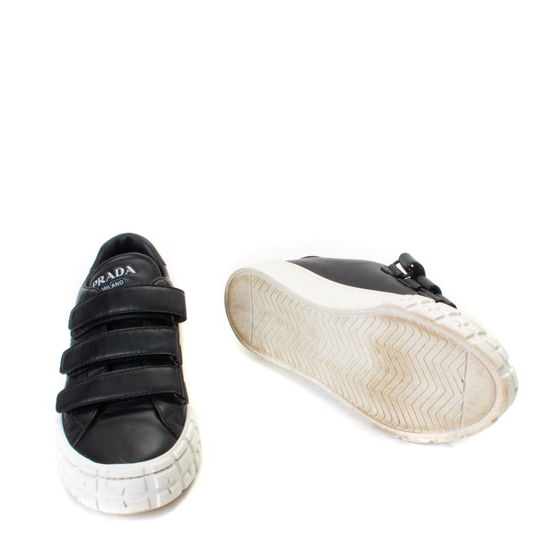 Tenis-Prada-Three-Strap-Couro-Preto