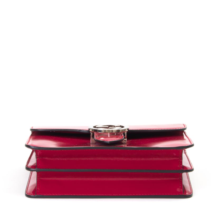 Bolsa-Gucci-Interlocking-Verniz-Rosa-Pequena