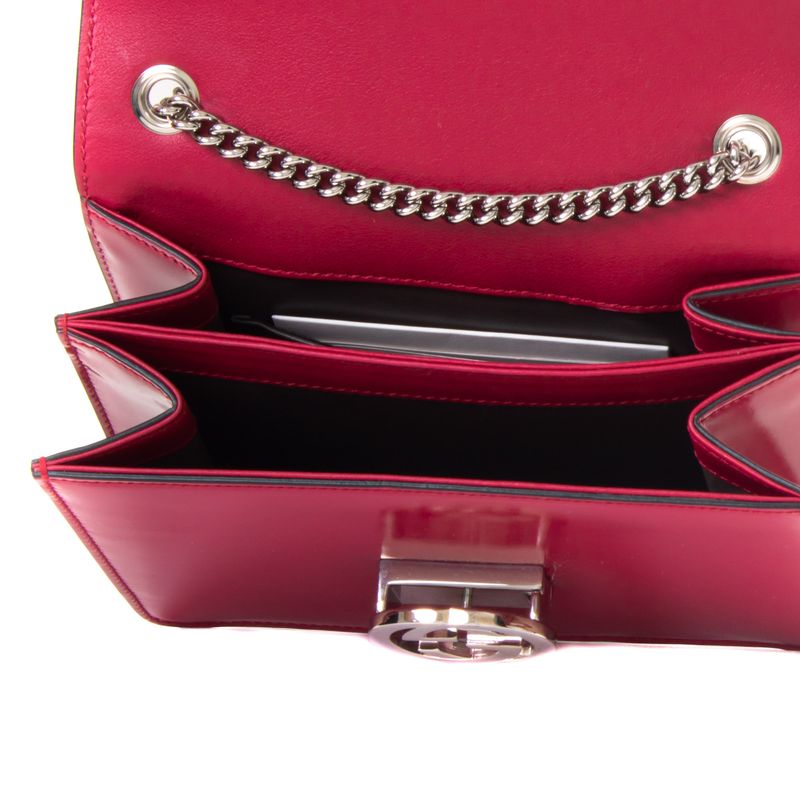 Bolsa-Gucci-Interlocking-Verniz-Rosa-Pequena