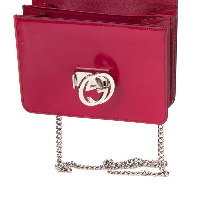 Bolsa-Gucci-Interlocking-Verniz-Rosa-Pequena
