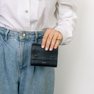Carteira Celine Couro Preto e Amarelo