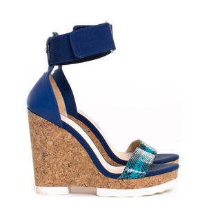 Sandália Jimmy Choo Azul e Cortiça