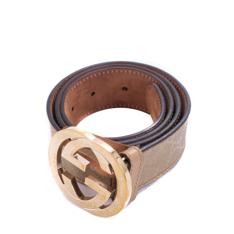 Cinto-Gucci-Canvas-Monograma-Dourado