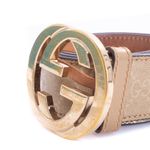 Cinto-Gucci-Canvas-Monograma-Dourado