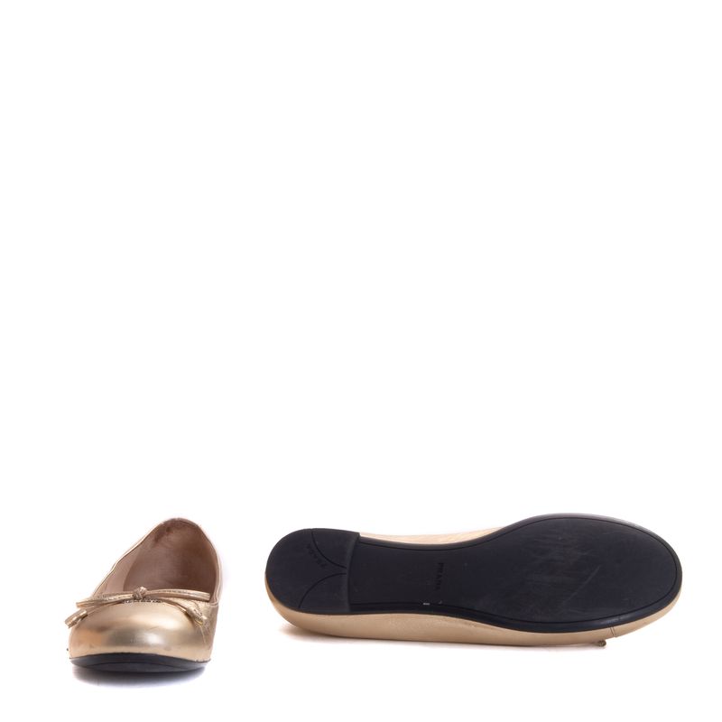 Sapatilha-Prada-Couro-Dourada