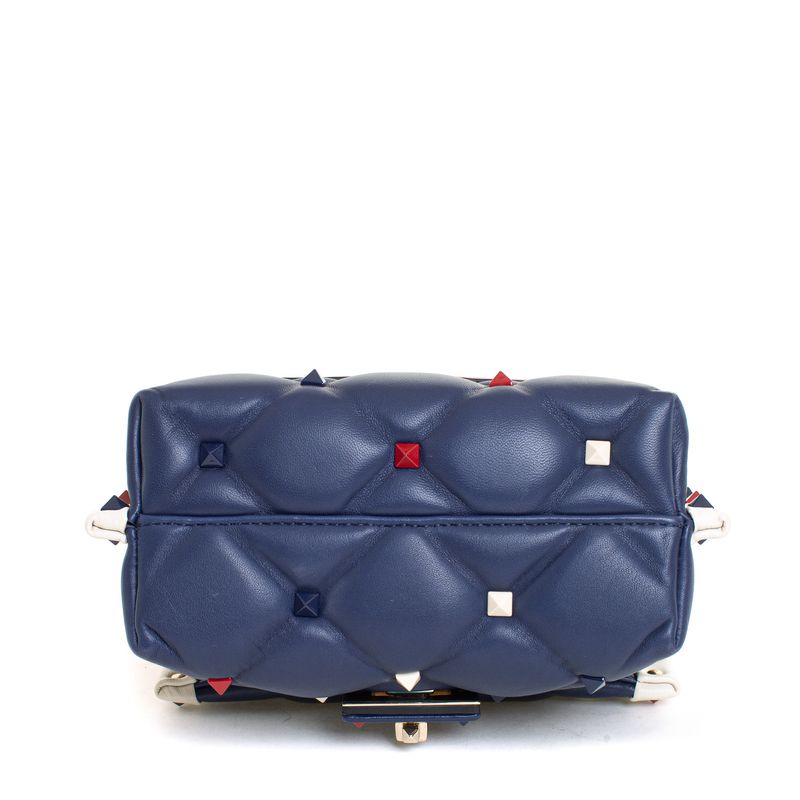 Bolsa-Valentino-Candystud-Couro-Azul-Marinho
