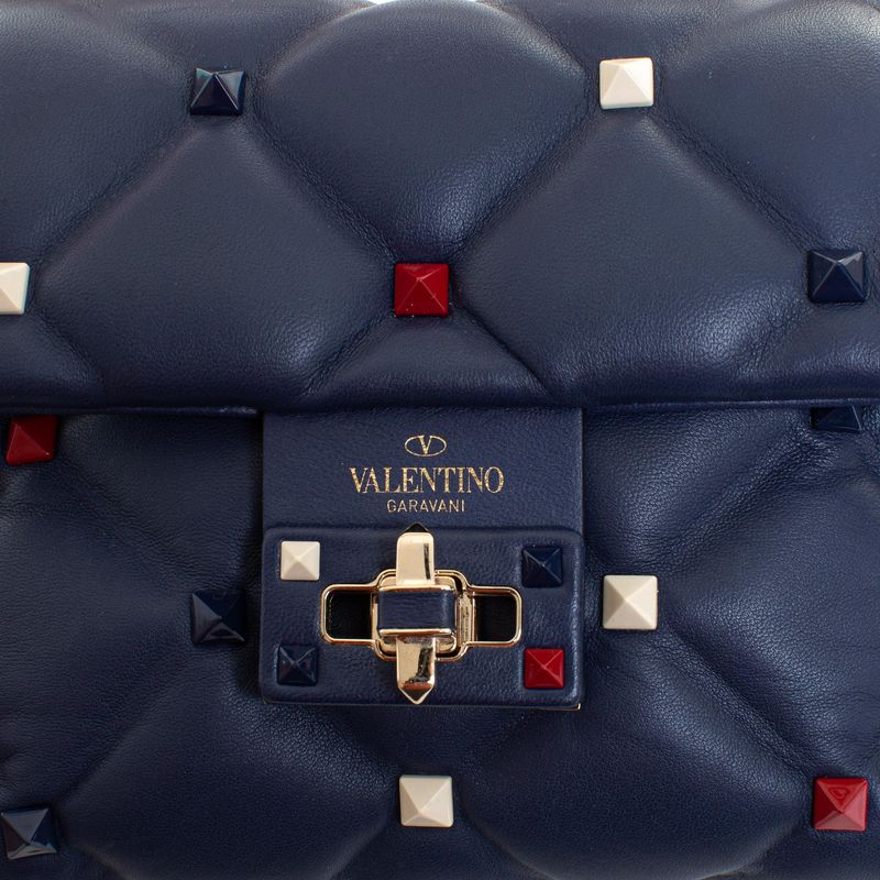 Bolsa-Valentino-Candystud-Couro-Azul-Marinho