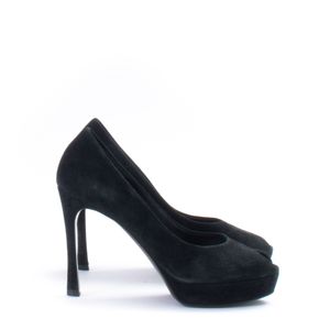 Peep toe Saint Laurent Camurça Preto