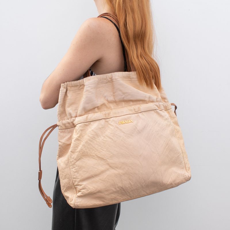 Bolsa-Prada-Couro-Creme
