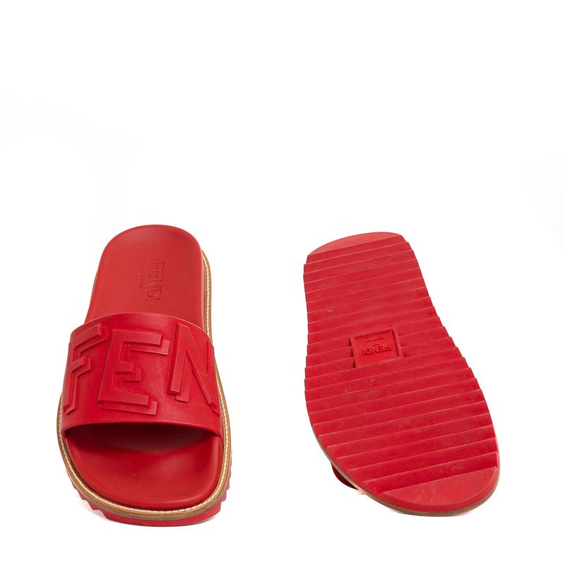 Sandalia-Slide-Fendi-Fussbets-Vermelha