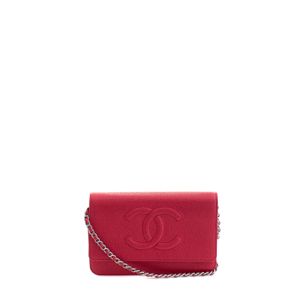 Bolsa Chanel Wallet on Chain Vermelha Couro Caviar