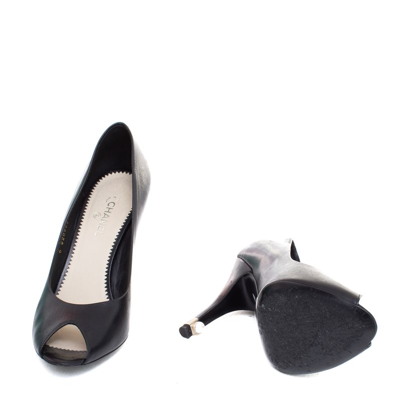 Peep-Toe-Chanel-Couro-Preto